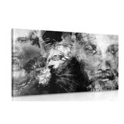 Canvas print almighty in cosmic space in black and white