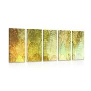 IMPRESSION SUR TOILE EN 5 PARTIES ARBRES VERTS ASYMÉTRIQUES ORIGINAUX - IMPRESSION SUR TOILE DE NATURE ET PAYSAGE - IMPRESSION SUR TOILE