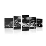 5-piece Canvas print night landscape in Norway in black and white