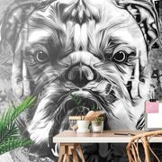 SELF ADHESIVE WALLPAPER BULLDOG IN BLACK AND WHITE - SELF-ADHESIVE WALLPAPERS - WALLPAPERS