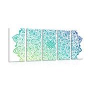 5 part picture blue and green mandala
