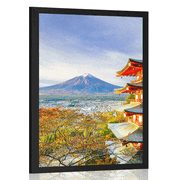 Poster Blick auf Chureito Pagoda und den Berg Fuji