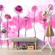 Samolepilna tapeta cvetovi z rožnato meglico