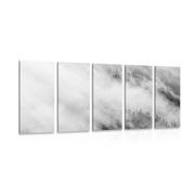 5-dijelna slika crno-bijela maglovita šuma