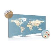 DECORATIVE PINBOARD STYLISH VINTAGE MAP OF THE WORLD - PICTURES ON CORK - PICTURES