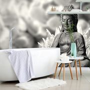 Selbstklebende Fototapete Friedlicher schwarz-weißer Buddha