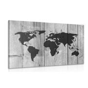 Picture black & white map on a wooden background