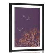 POSTER WITH MOUNT BIRDS FLYING OVER A TREE - MOTIFS FROM OUR WORKSHOP - POSTERS
