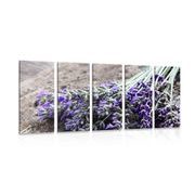 5-TEILIGES WANDBILD BUKETT AUS LAVENDEL - BILDER BLUMEN - BILDER