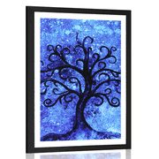 AFFICHE AVEC MONTURE ARBRE DE VIE SUR FOND BLEU - FENG SHUI - AFFICHES