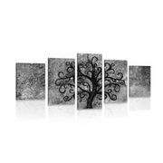 5-PIECE CANVAS PRINT BLACK AND WHITE TREE OF LIFE - BLACK AND WHITE PICTURES - PICTURES