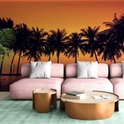 Samolepilna tapeta sončni zahod nad palmami