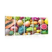 5-PIECE CANVAS PRINT TROPICAL FRUIT - PICTURES OF FOOD AND DRINKS - PICTURES