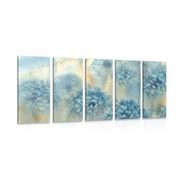 5-piece Canvas print blue dandelion in watercolor design