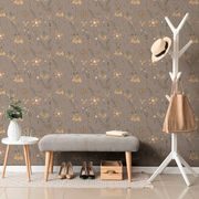 WALLPAPER MEADOW FLOWERS IN BROWN DESIGN - WALLPAPERS FLOWERS - WALLPAPERS