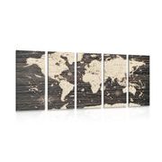 5 part picture map on wooden background