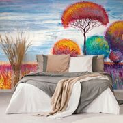 TAPETE HERBSTWALD - TAPETEN IMITATION VON ÖLGEMÄLDE - TAPETEN