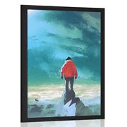 Poster Mann auf dem Gipfel eines Berges