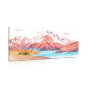 CANVAS PRINT PAINTED MOUNTAIN LANDSCAPE - PICTURES OF NATURE AND LANDSCAPE - PICTURES