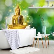 TAPETE GOLDENER BUDDHA AUF EINER LOTOSBLÜTE - TAPETEN MIT FENG SHUI-MOTIVEN - TAPETEN