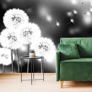 SELF ADHESIVE WALLPAPER BLACK AND WHITE FLUFFY DANDELION - SELF-ADHESIVE WALLPAPERS - WALLPAPERS