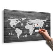 OBRAZ NA KORKU CZARNO-BIAŁA MAPA NA DREWNIE - OBRAZY NA KORKU - OBRAZY