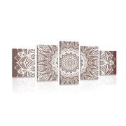 5-PIECE CANVAS PRINT MANDALA OF HARMONY ON A BROWN BACKGROUND - PICTURES FENG SHUI - PICTURES