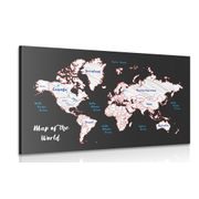 CANVAS PRINT UNIQUE WORLD MAP - PICTURES OF MAPS - PICTURES