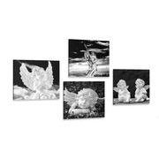 Set of pictures of angels in black & white