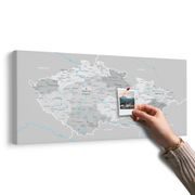 QUADRO IN SUGHERO – MAPPA DELLA REPUBBLICA CECA GRIGIA CON CONTRASTO - QUADRI SU SUGHERO - STAMPE E QUADRI