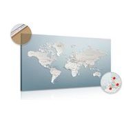 Picture on cork world map in original design