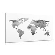 Obraz polygonálna mapa sveta v čiernobielom prevedení