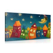 QUADRO LUNA SULLA CITTÀ - QUADRI PER BAMBINI - QUADRI