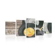 5-PIECE CANVAS PRINT OLD GRAMOPHONE RECORDS - VINTAGE AND RETRO PICTURES - PICTURES