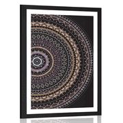 POSTER WITH MOUNT MANDALA WITH A SUN PATTERN IN PURPLE SHADES - FENG SHUI - POSTERS