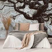 Self adhesive wallpaper abstract tree on wood