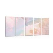 IMPRESSION SUR TOILE EN 5 PARTIES REFLET DE FEUILLES PASTEL - IMPRESSIONS SUR TOILE ARBRES ET FEUILLES - IMPRESSION SUR TOILE