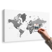 TABLOU PE PLUTĂ HARTA LUMII ÎN CULOARE ALB-NEGRU - TABLOURI PE PLUTĂ - TABLOURI