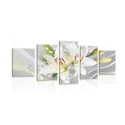 5-PIECE CANVAS PRINT WHITE LILY ON AN INTERESTING BACKGROUND - PICTURES FLOWERS - PICTURES