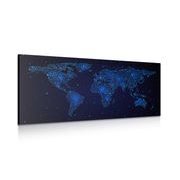 Picture world map with night sky