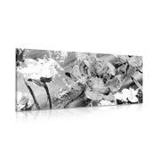 CANVAS PRINT PAINTING OF FLOWERS IN BLACK AND WHITE - BLACK AND WHITE PICTURES - PICTURES