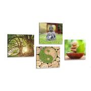 Set of pictures Feng Shui in green design