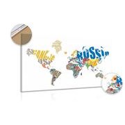 Wandbild auf Kork Weltkarte aus Ländernamen