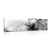 CANVAS PRINT GRAPHIC PAINTING IN BLACK AND WHITE - BLACK AND WHITE PICTURES - PICTURES
