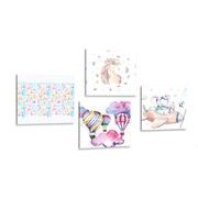 Set of pictures for children in pastel colors