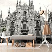 SELF ADHESIVE WALL MURAL MILAN CATHEDRAL IN BLACK AND WHITE - SELF-ADHESIVE WALLPAPERS - WALLPAPERS