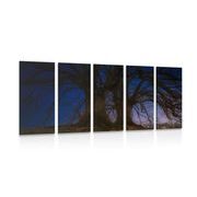 5 part picture woods in the night landscape