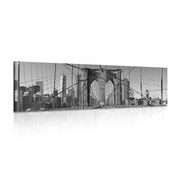 CANVAS PRINT MANHATTAN BRIDGE IN NEW YORK IN BLACK AND WHITE - BLACK AND WHITE PICTURES - PICTURES