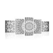 5-piece Canvas print Mandala of harmony in black and white