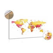 DECORATIVE PINBOARD WORLD MAP IN COLORS - PICTURES ON CORK - PICTURES